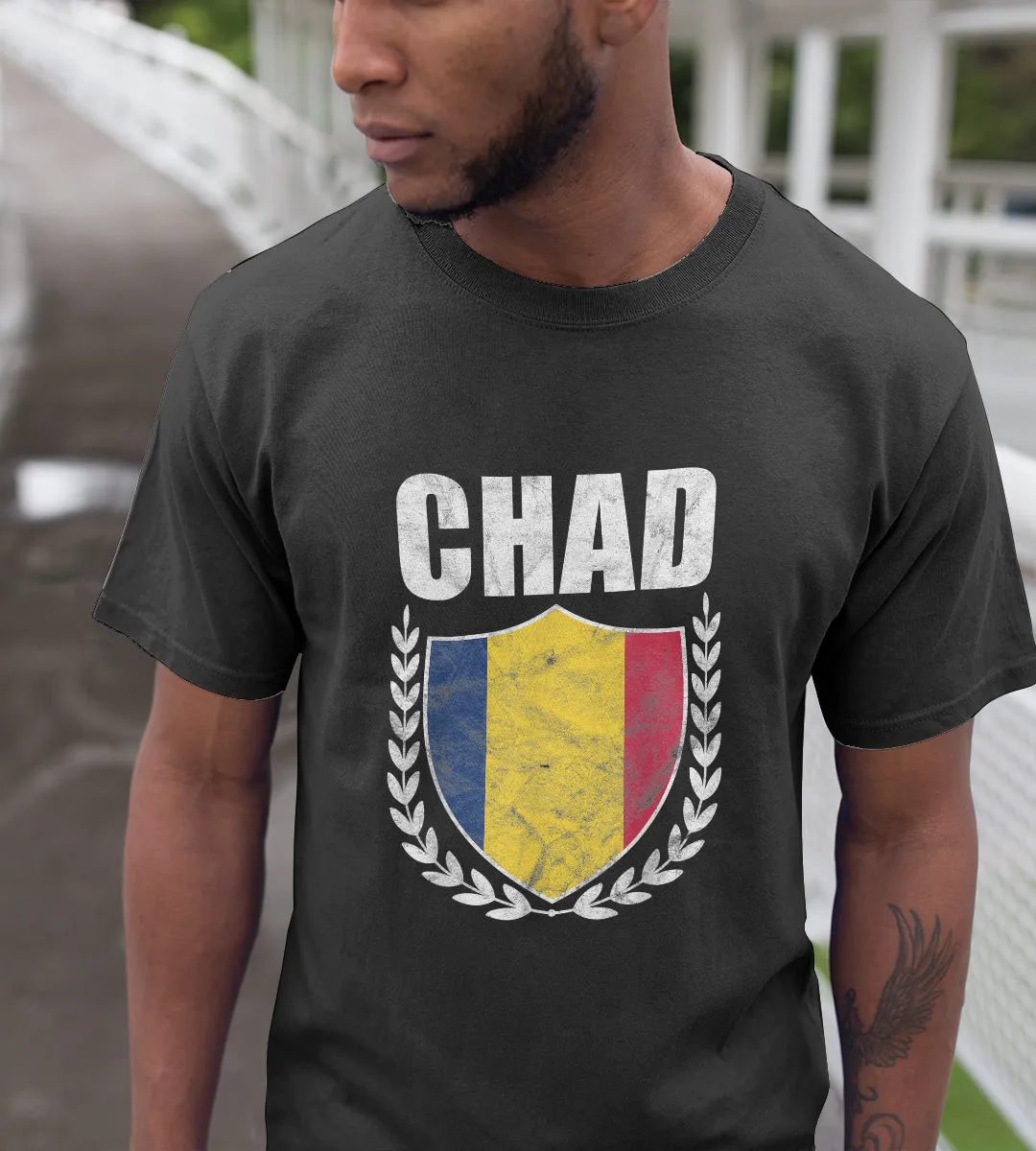 1sttheworld T-Shirt - Chad Shield Flag T-Shirt Black A35