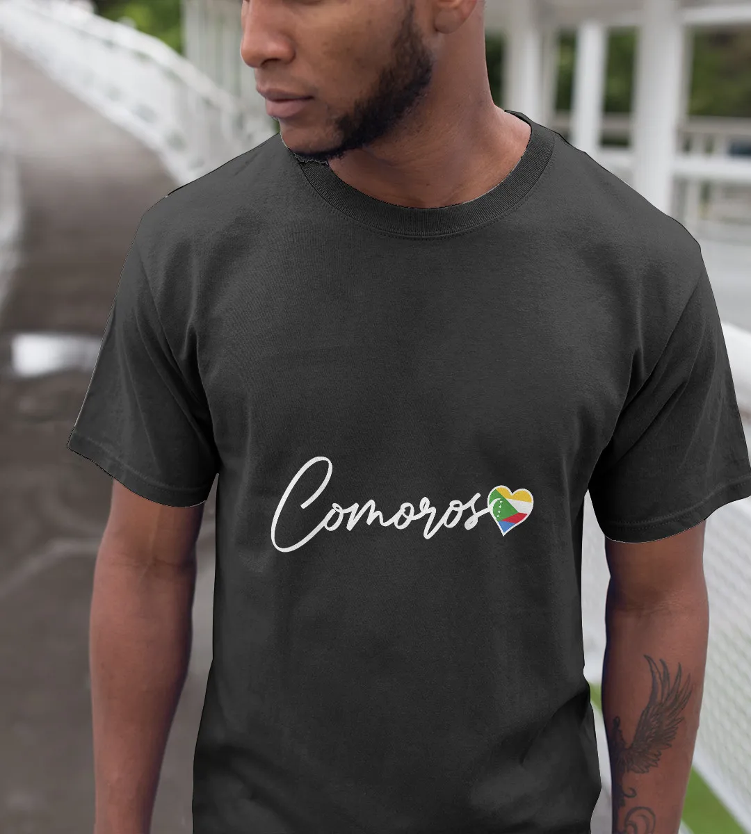 1sttheworld T-Shirt - Comoros Love Flag T-Shirt Black A35