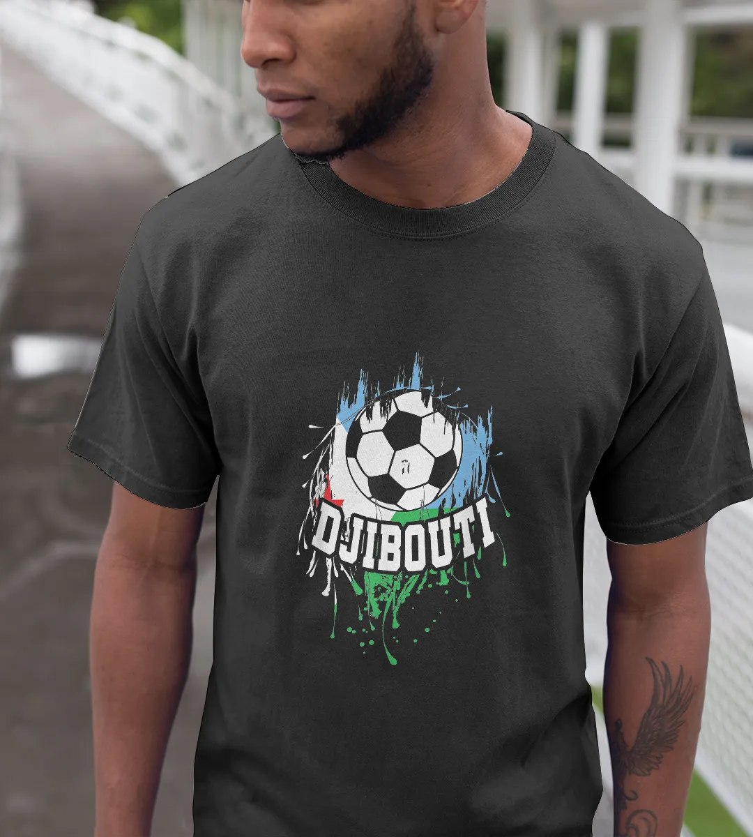 1sttheworld T-Shirt - Djiboutian Football T-Shirt Black A35