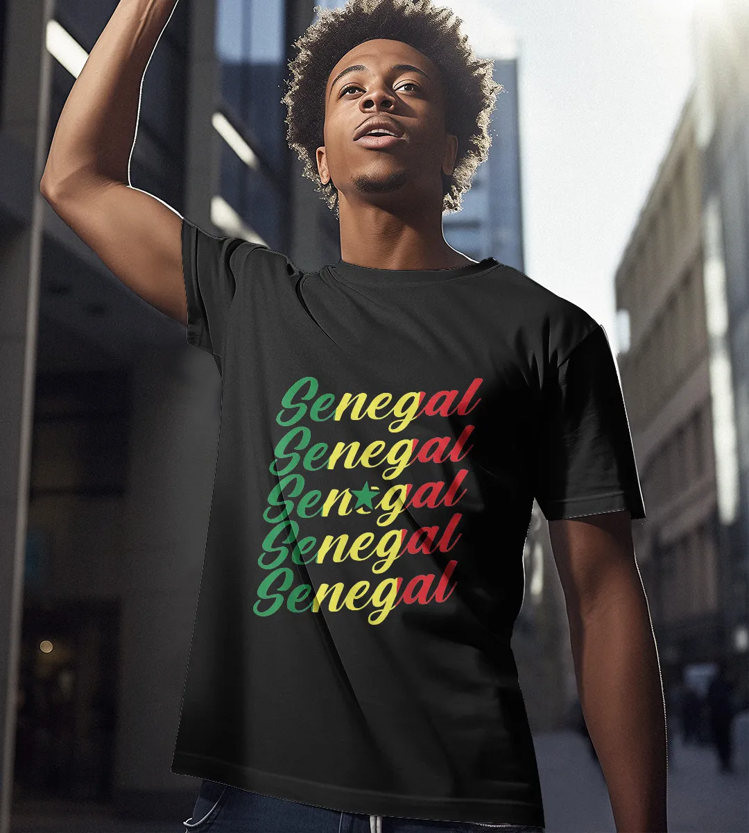 1sttheworld T-Shirt - Funny Senegal T-Shirt Black A35