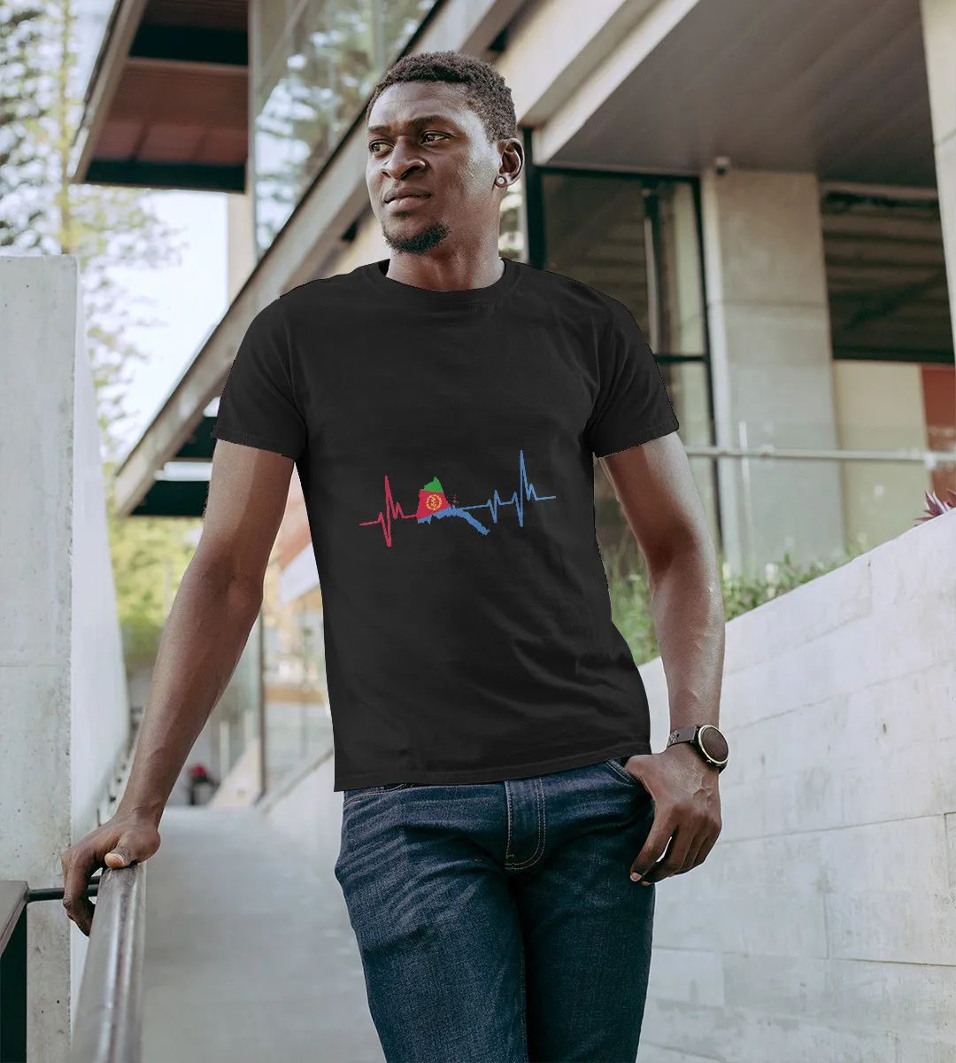 1sttheworld T-Shirt - Heartbeat Eritrean Flag T-Shirt Black A35