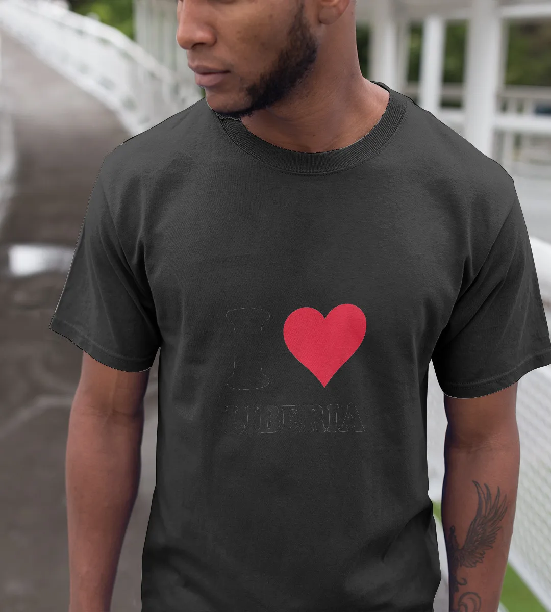 1sttheworld T-Shirt - I Love Liberia T-Shirt Black A35