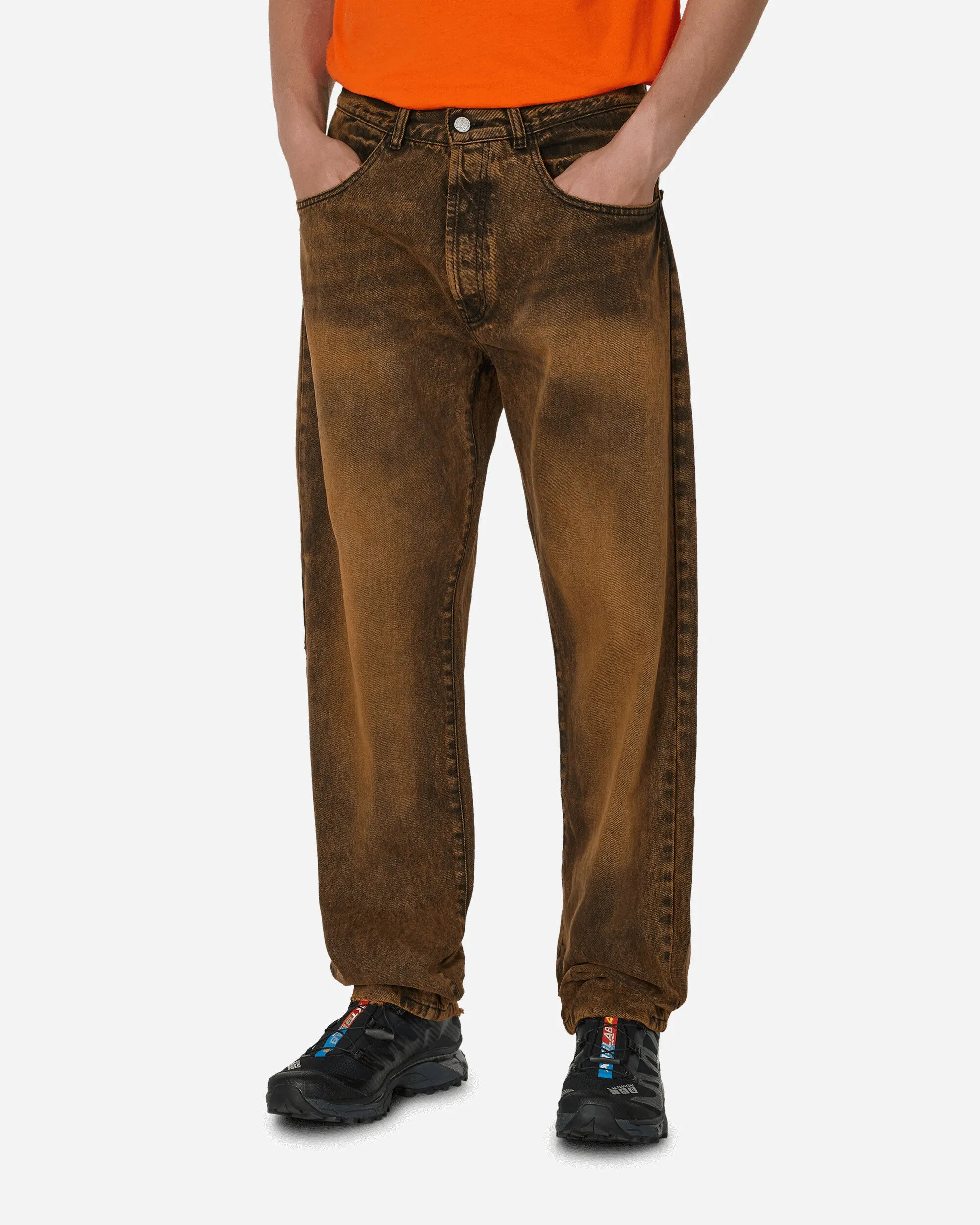 Acid Wash Batten Jeans Orange