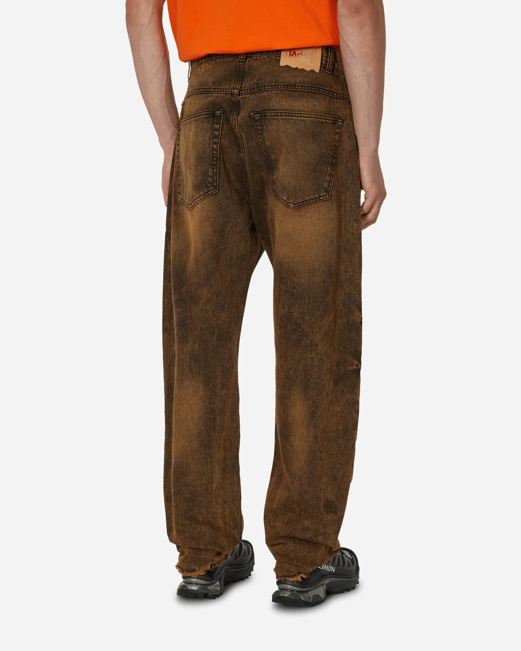 Acid Wash Batten Jeans Orange