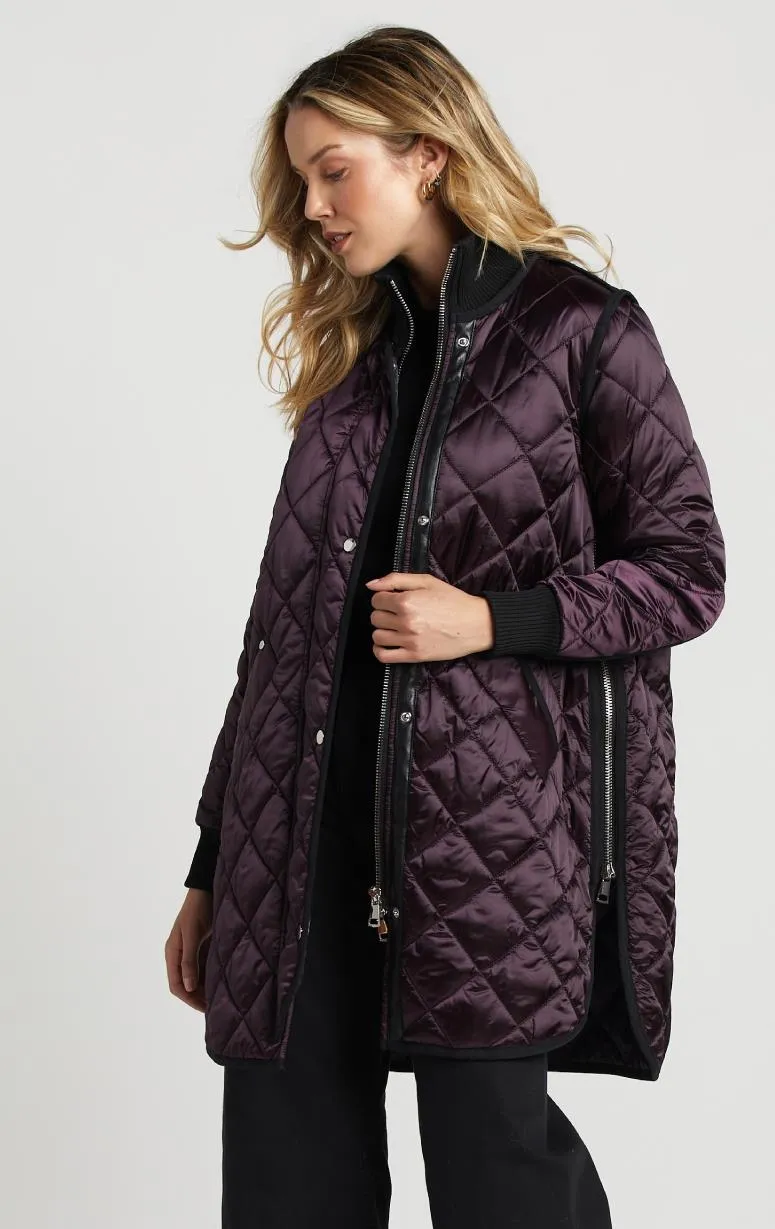 Adroit Quilted Coat for All Seasons - Elegant Seven-Eighths Length