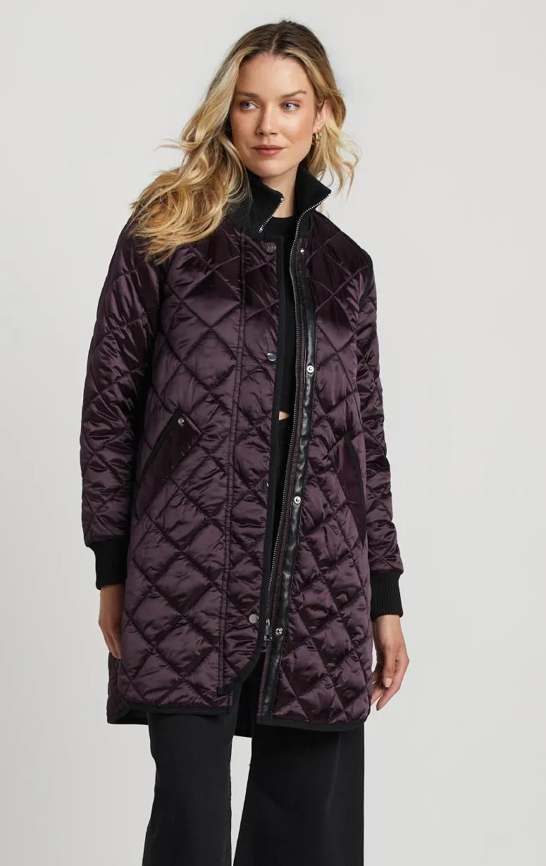 Adroit Quilted Coat for All Seasons - Elegant Seven-Eighths Length