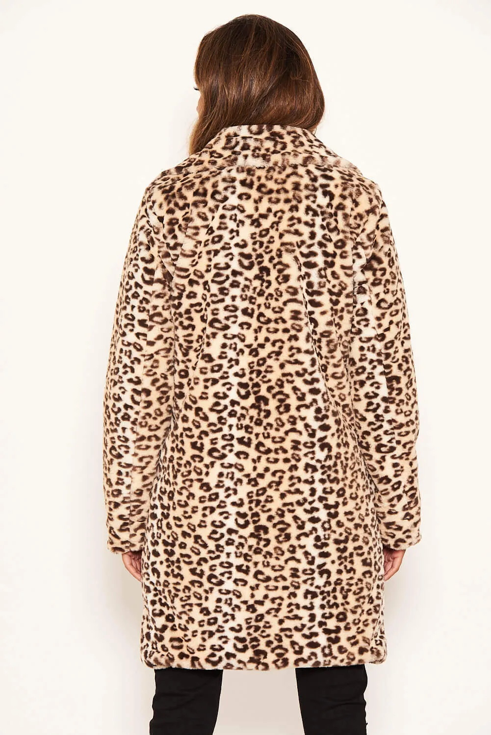 Animal Print Long Faux Fur Coat