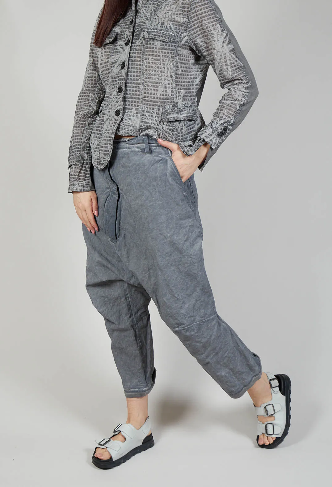 Ash Drop Crotch Trousers in C.Coal 70% Cloud