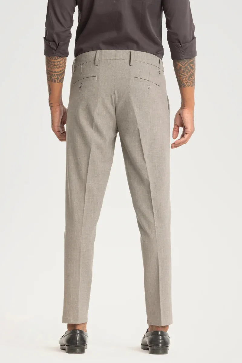 Ash Grey Checks Slim Fit Trousers