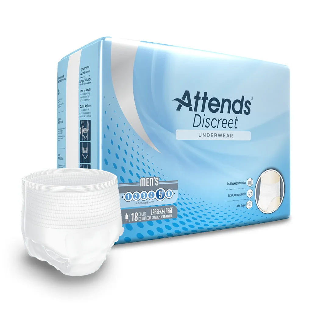 Attends Discreet Men's Underwear, Level 5 Absorbency