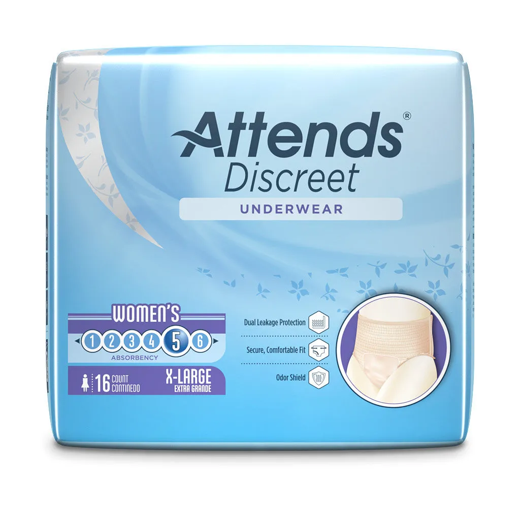 Attends Discreet Women's Underwear, Level 5 Absorbency