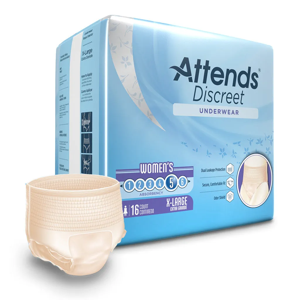 Attends Discreet Women's Underwear, Level 5 Absorbency