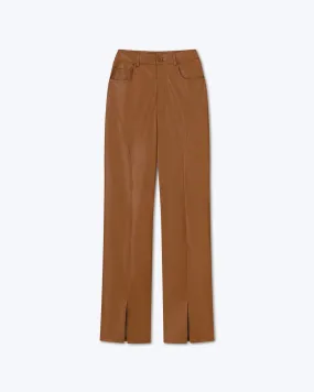 Basha - Sale Okobor™ Alt-Leather Split Hem Trousers - Tobacco