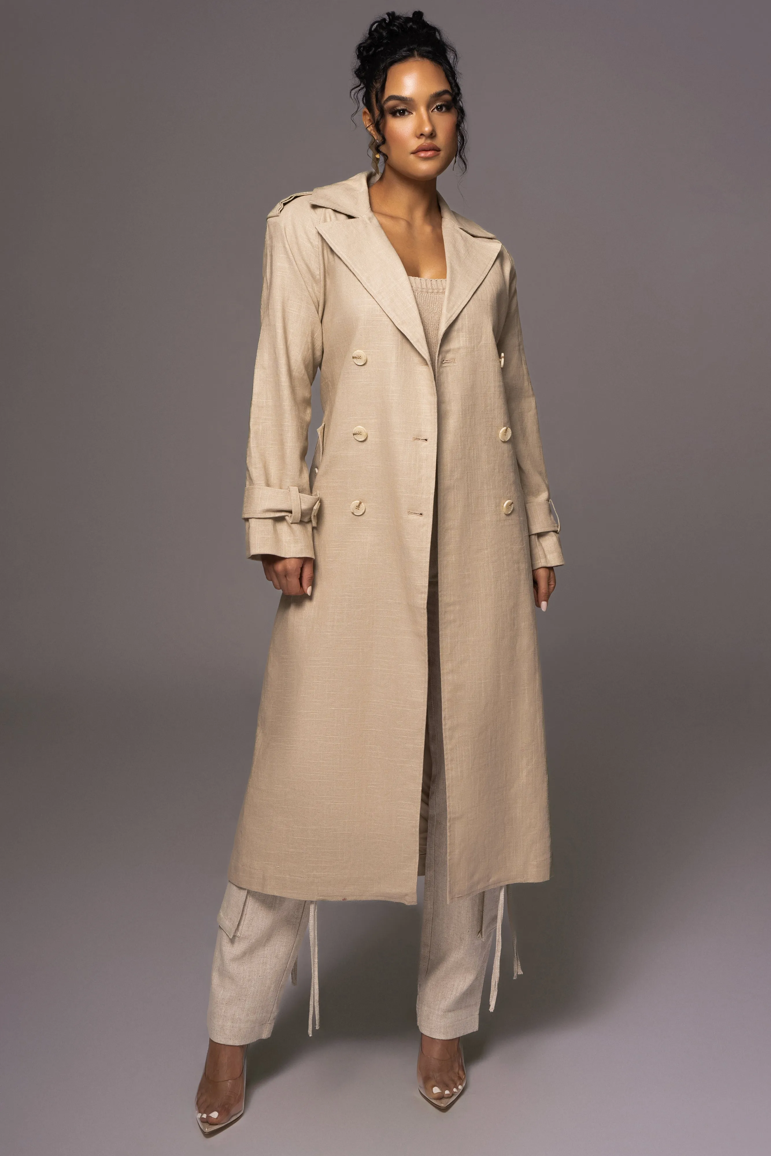 Beige One Step Closer Linen Coat