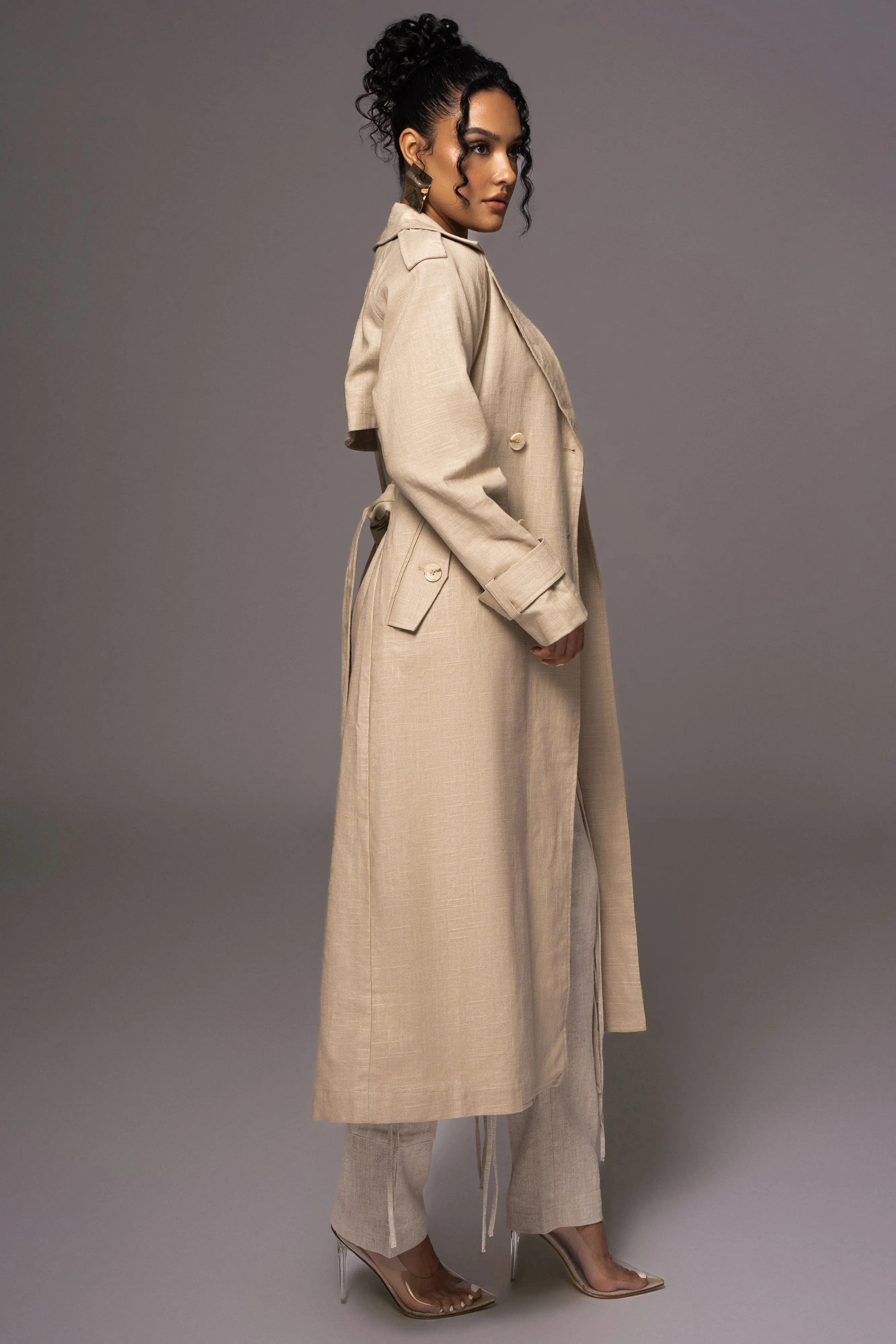 Beige One Step Closer Linen Coat