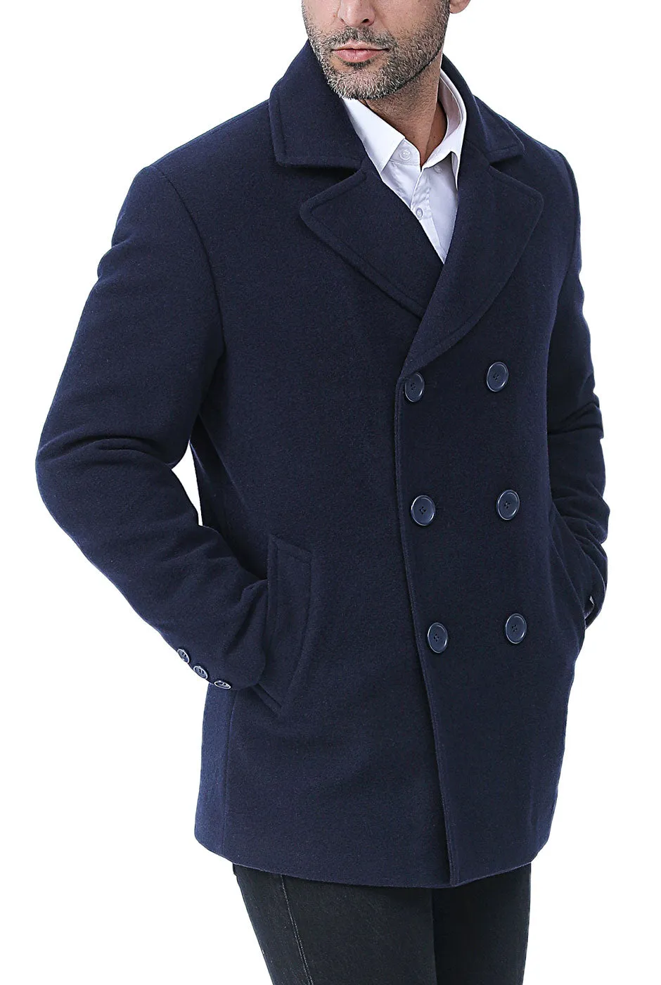 BGSD Men Hugh Wool Blend Pea Coat