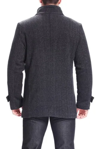 Mens Wool Blend Bibbed Car Coat with Herringbone Pattern - Samuel Collection from BGSD