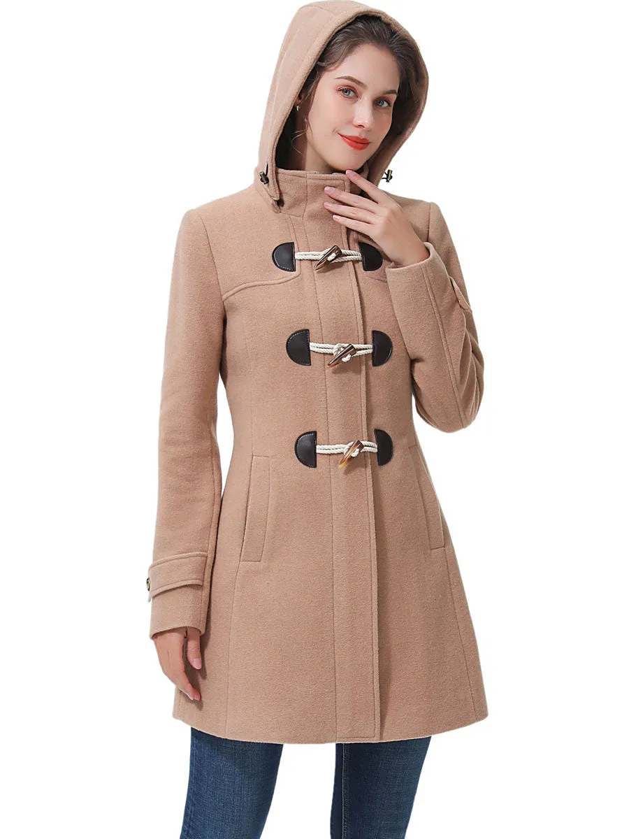 BGSD Women Ava Toggle Hooded Duffle Wool Coat