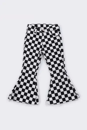 Black & White checkered bell denim jeans