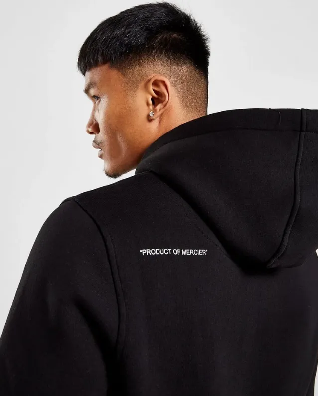 Black Mono Badge Hoodie