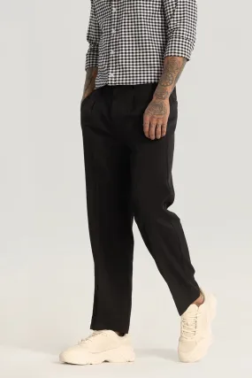 Black Plain Relaxed Fit Trousers