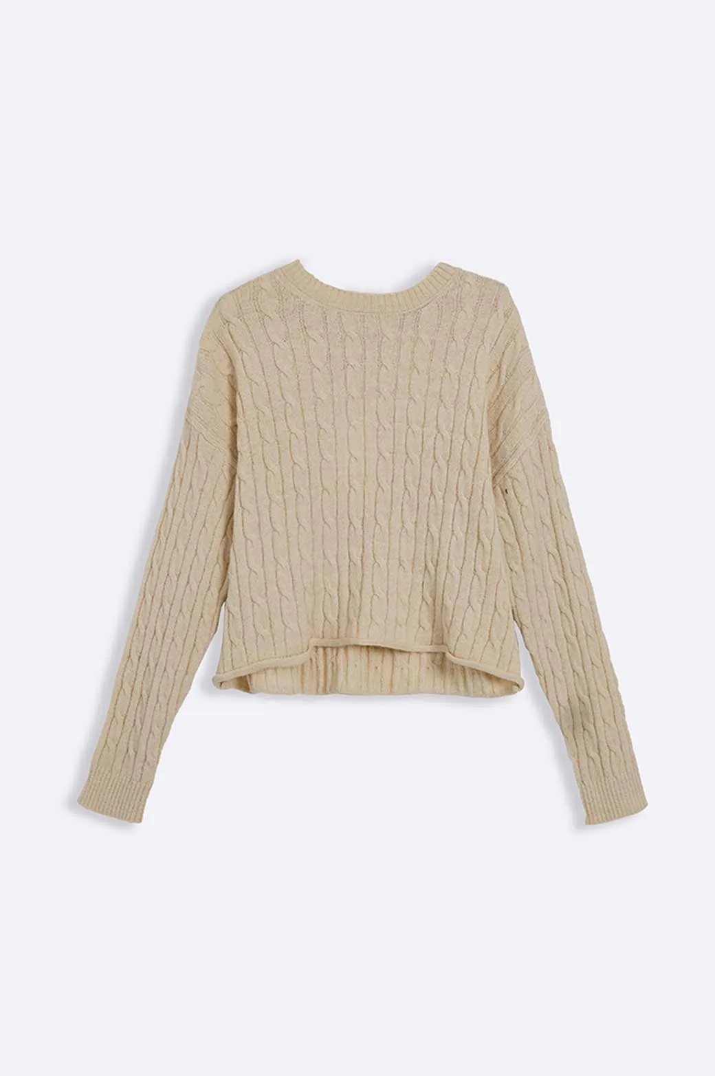 CABLE-KNIT CROPPED SWEATER