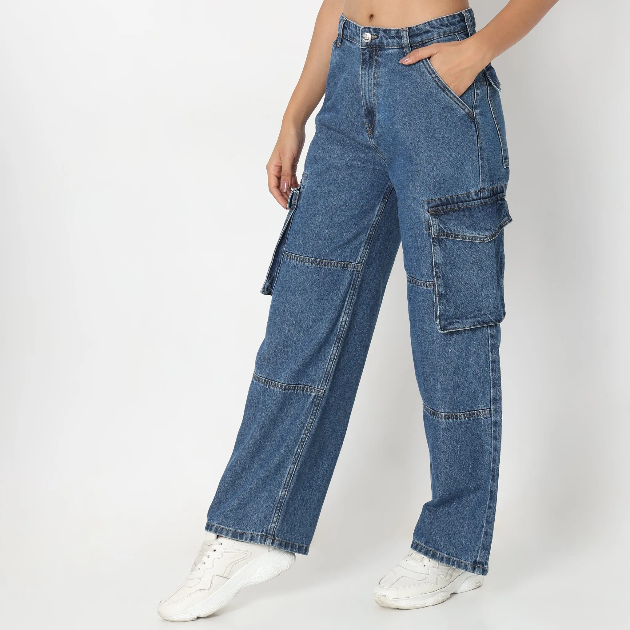 Cargo Fit High Rise Jeans