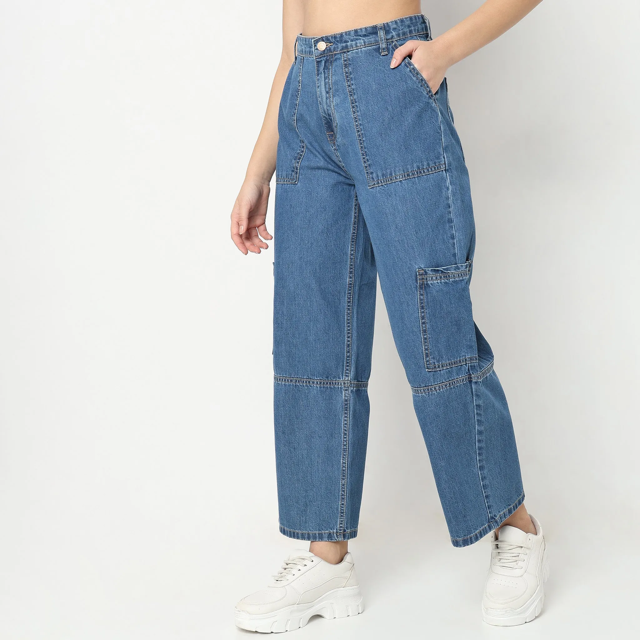 Cargo Fit High Rise Jeans