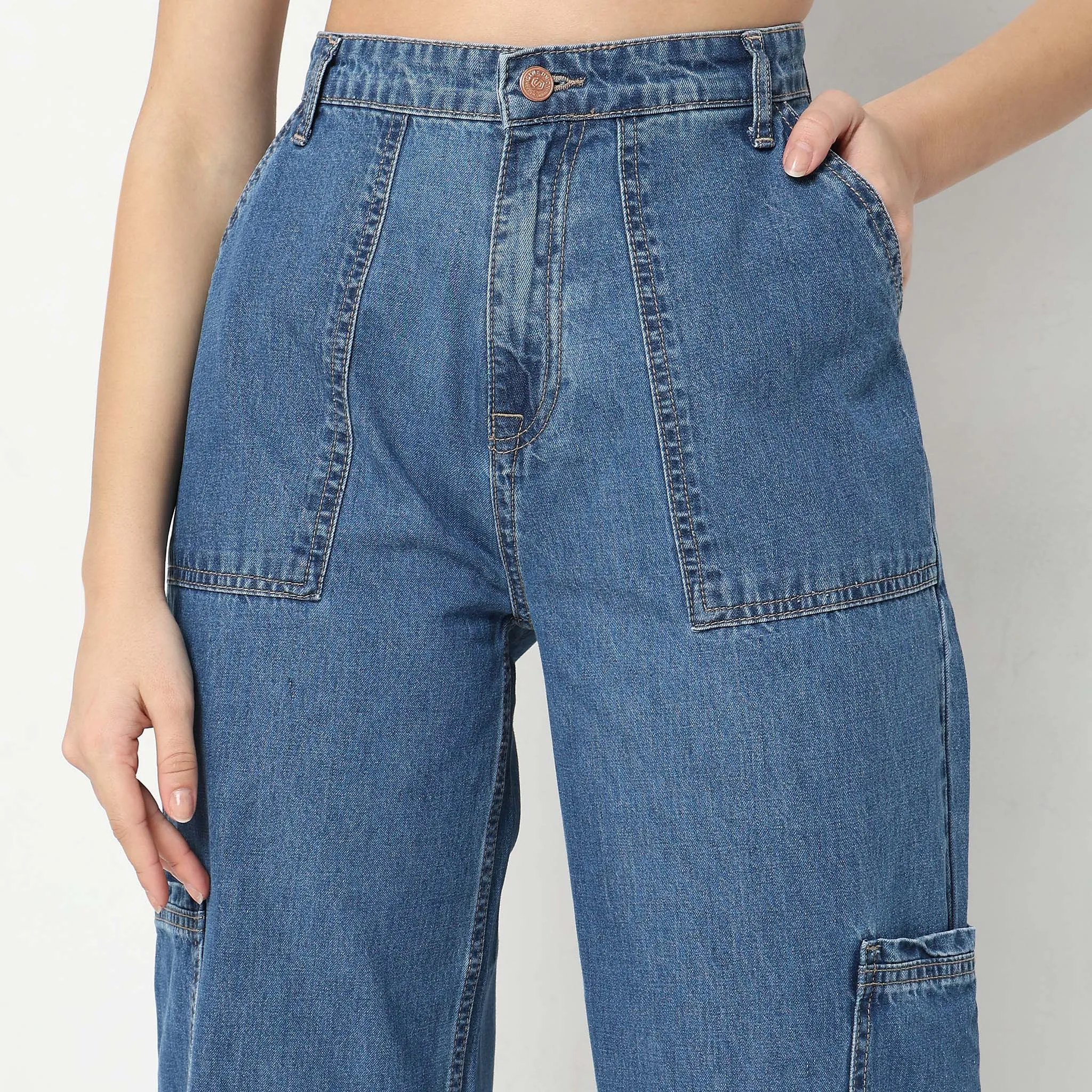 Cargo Fit High Rise Jeans