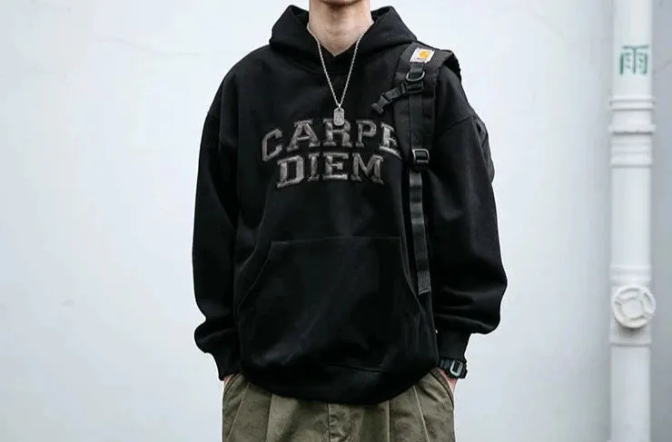 'Carpe Diem' Applique Hoodie