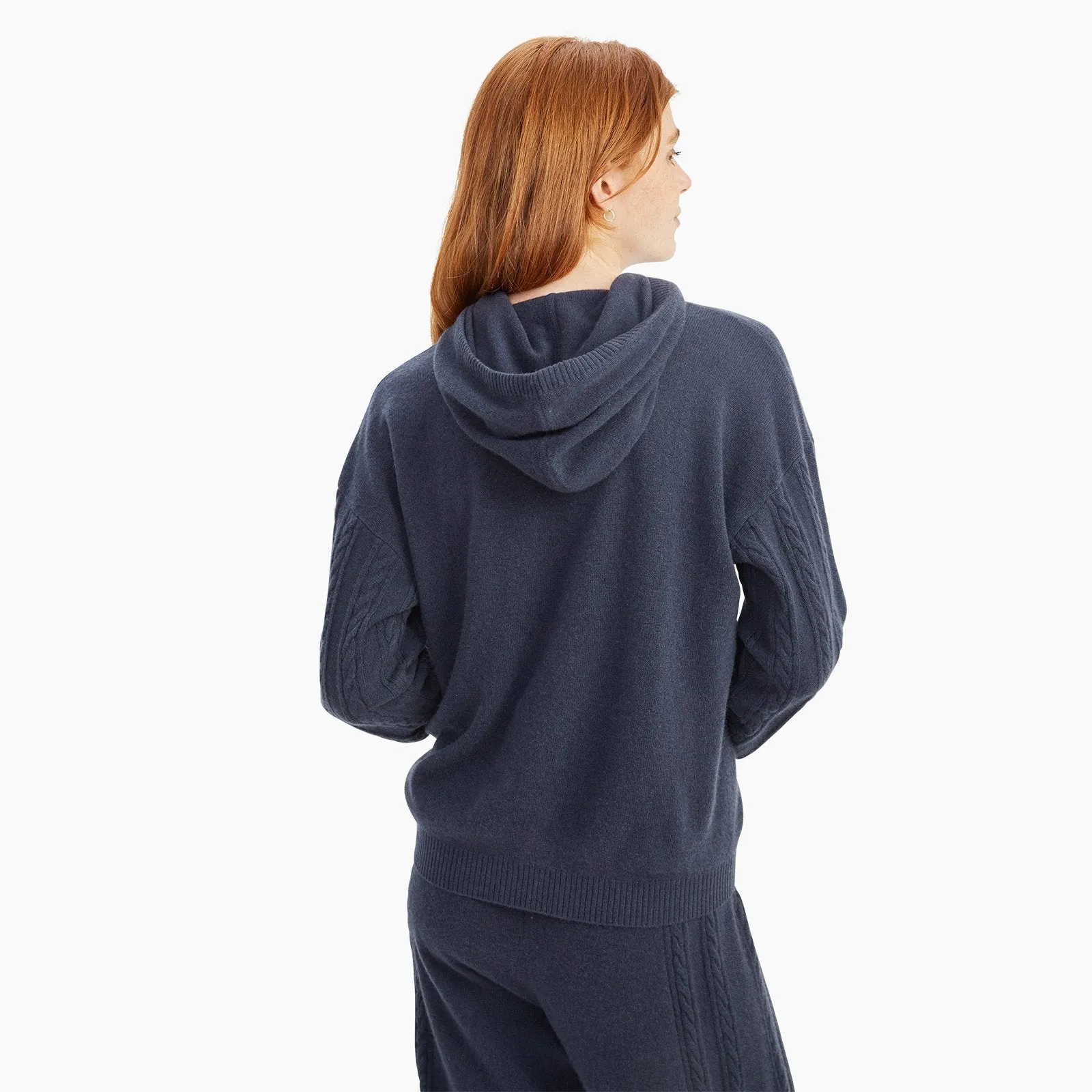 Cashmere Cable Sleeve Hoodie