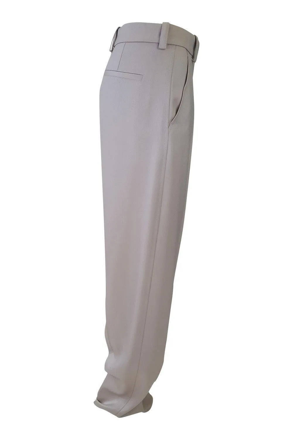 CHLOE Women's Beige Straight Leg Crease Front Trousers Raw Hemmed (W 28)