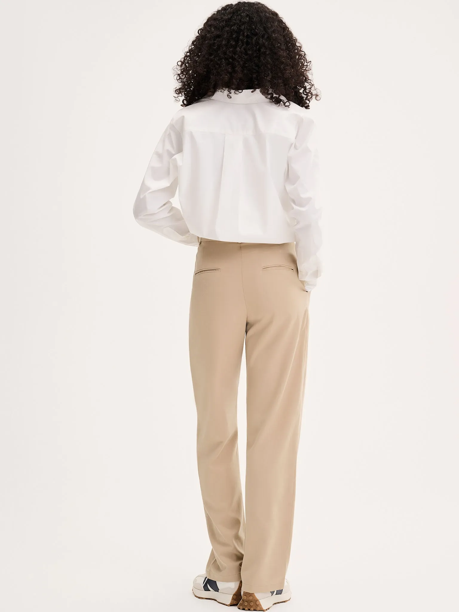 Cinnamon Relaxed Trousers in Beige Cotton/Tencel