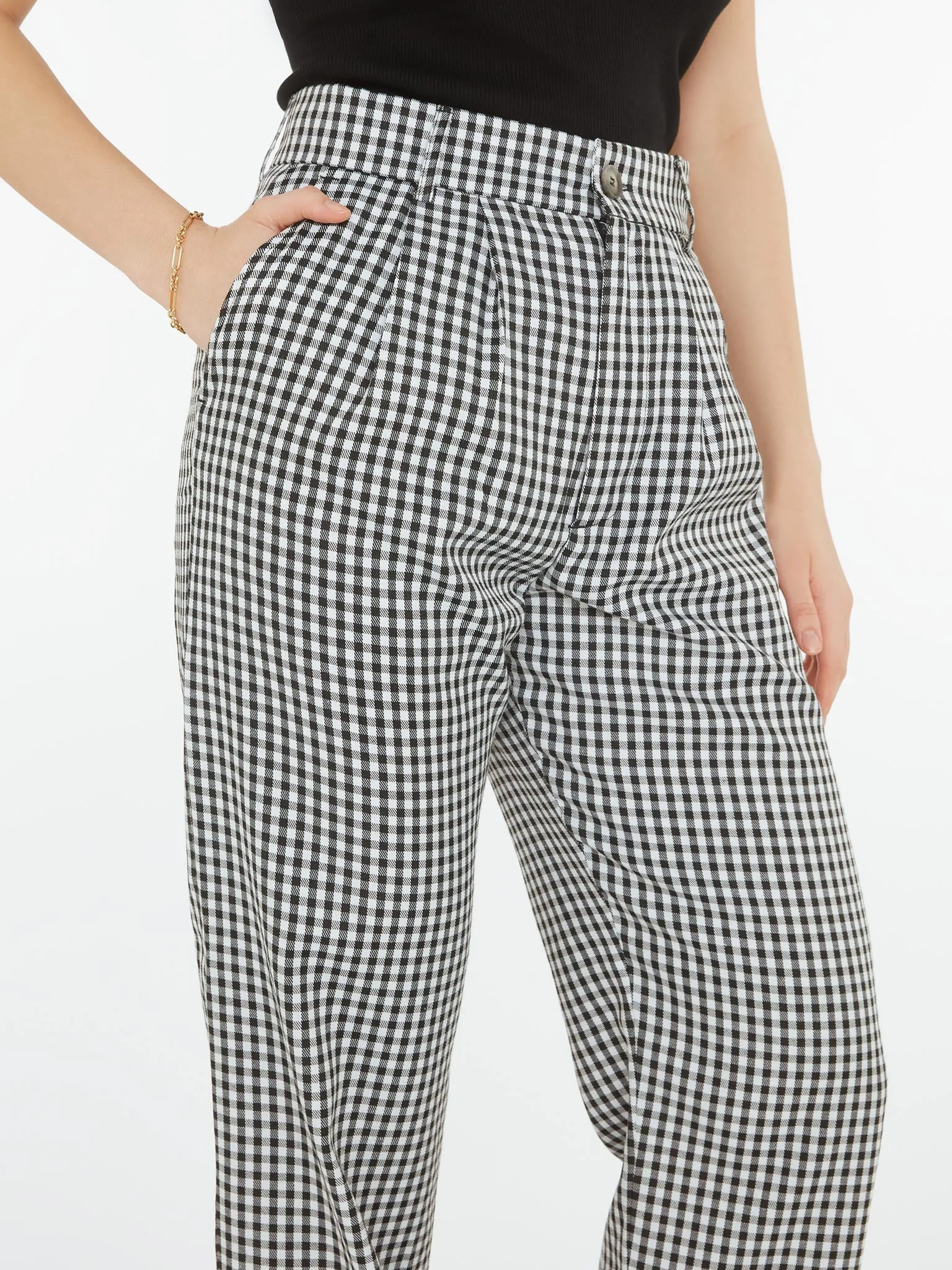 Cinnamon Relaxed Trousers in Black & White Check