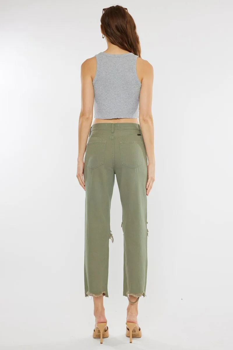 Claire High Rise Straight Jeans Olive