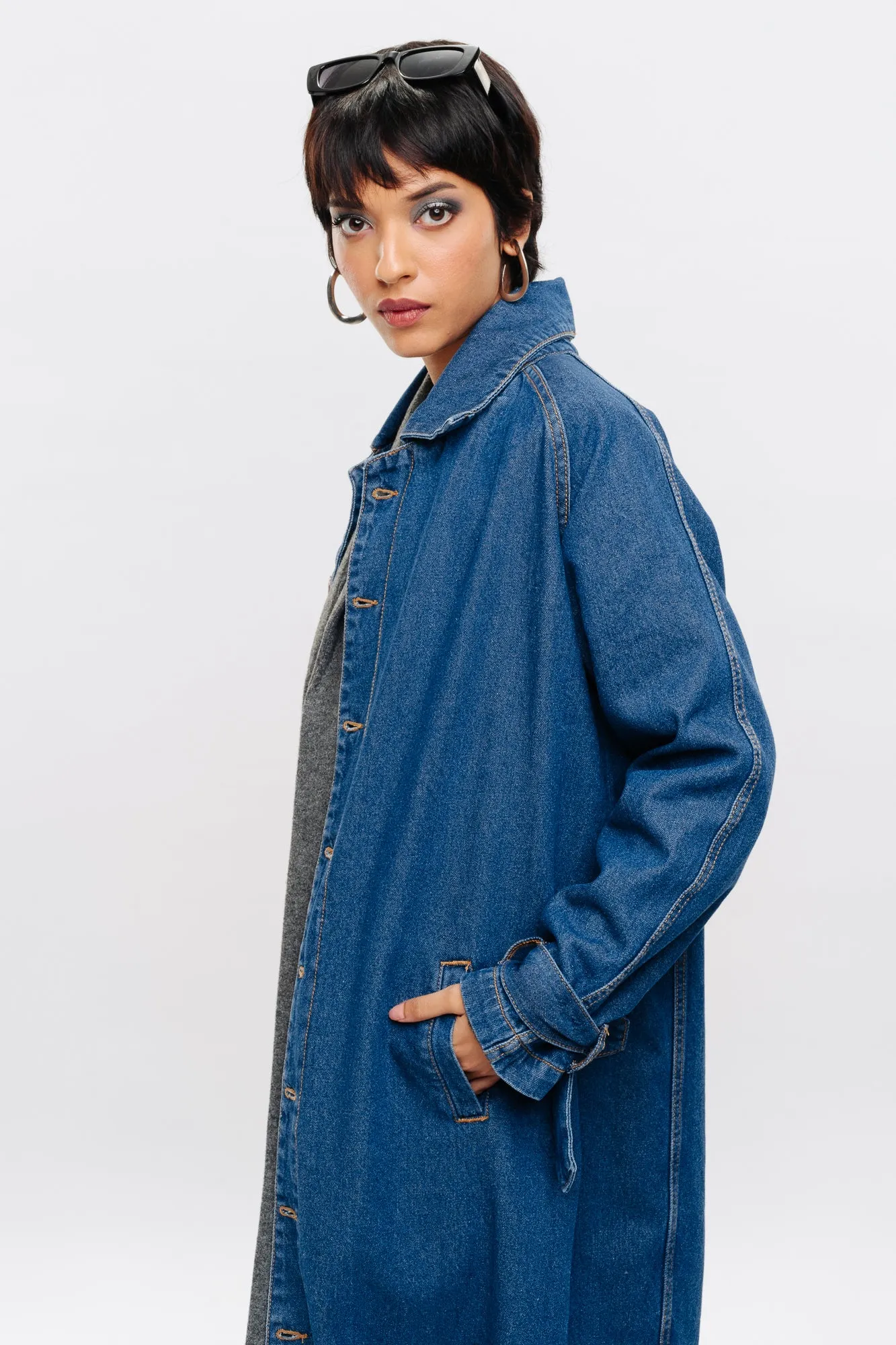 Classic Denim Trench Coat