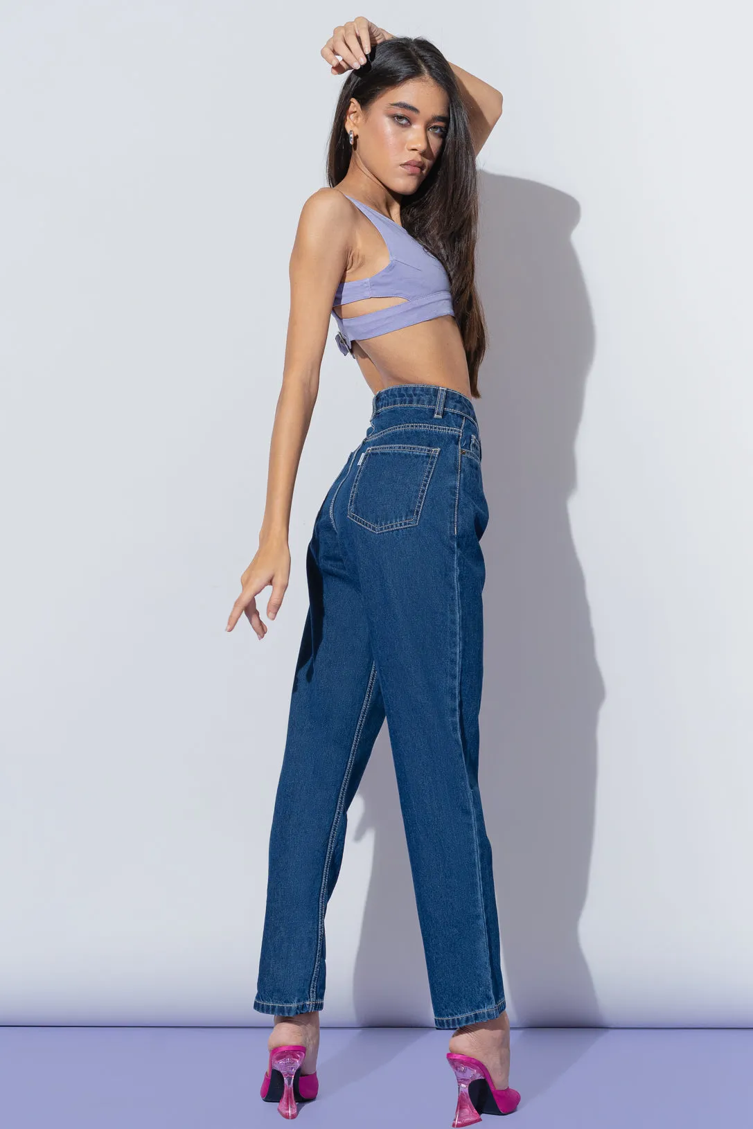 Contrast Blue Mom Jeans