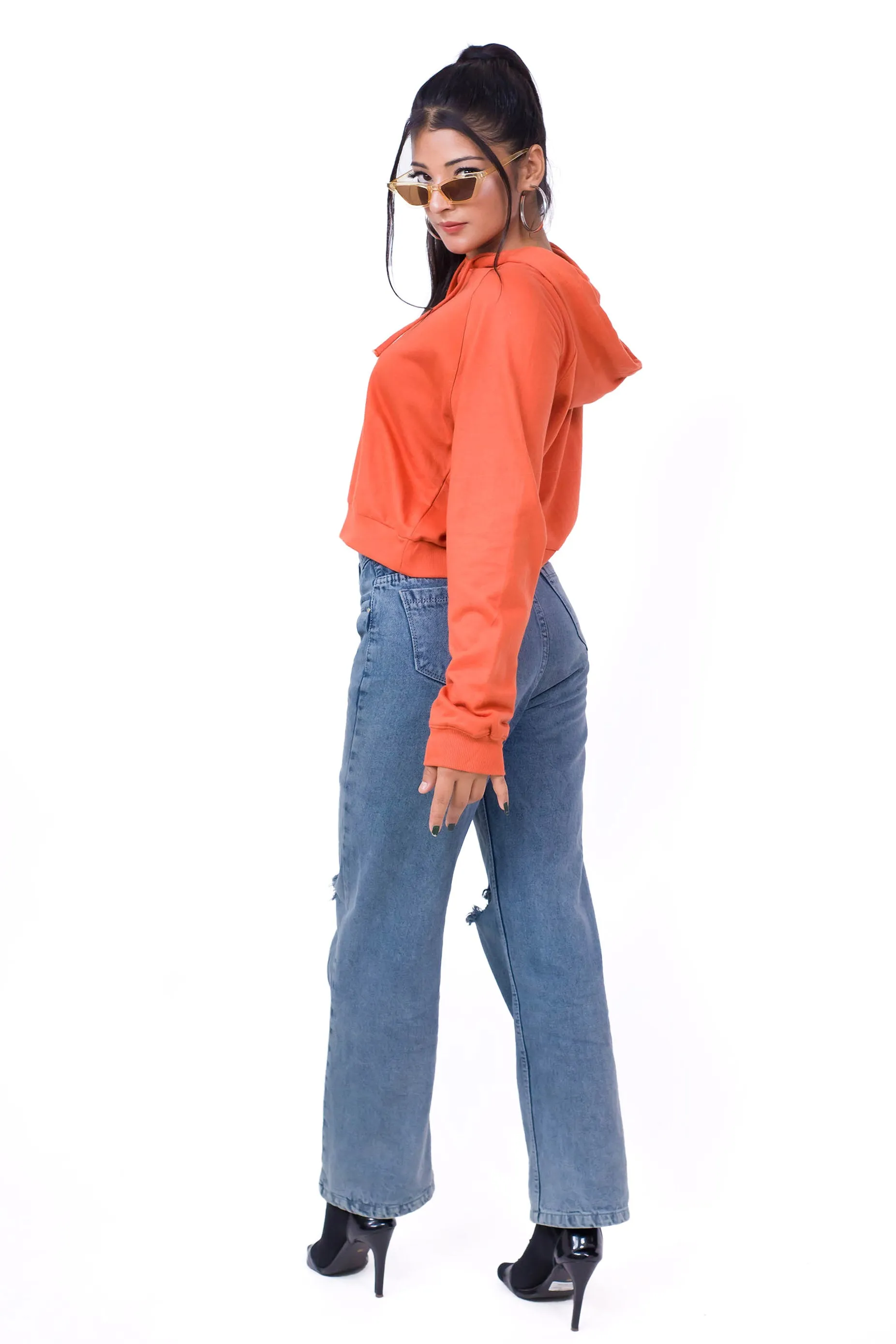 Crop Hoodie  Orange