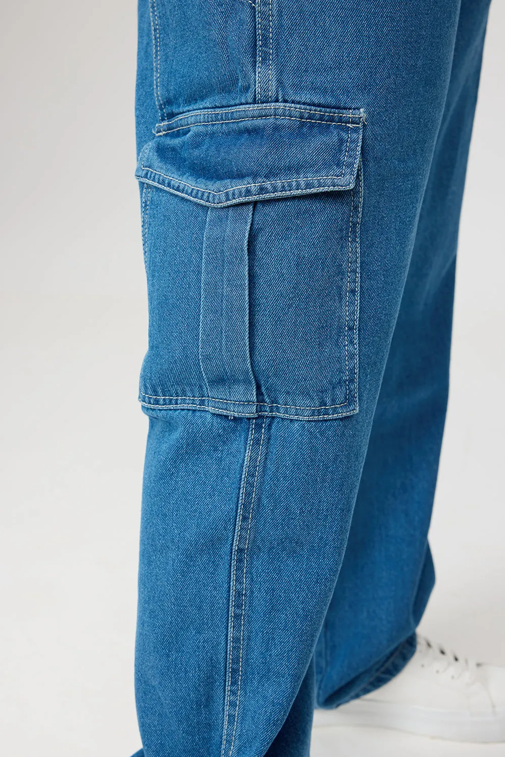 Curve Mid Blue Cargo Utility Jeans