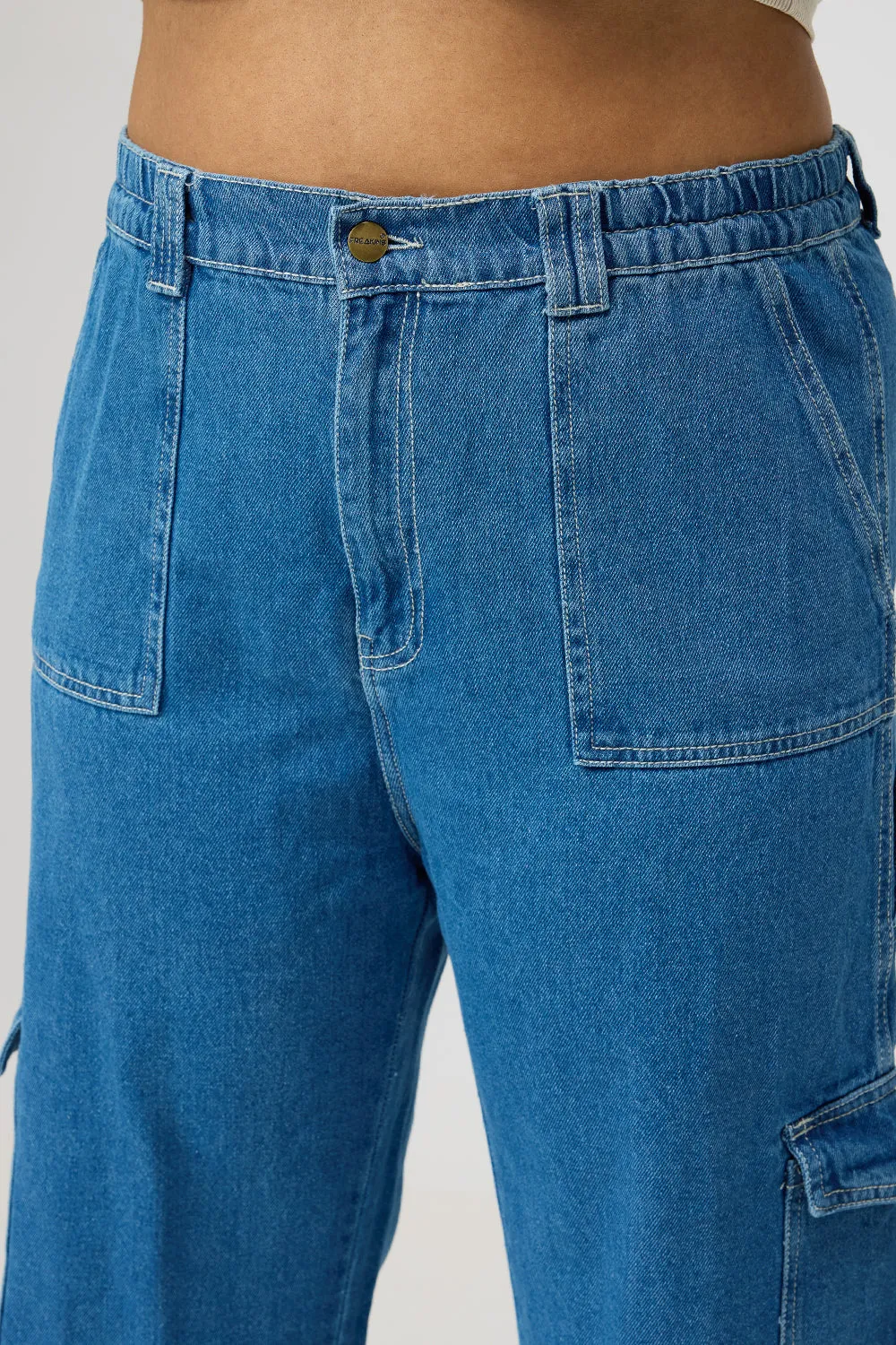 Curve Mid Blue Cargo Utility Jeans