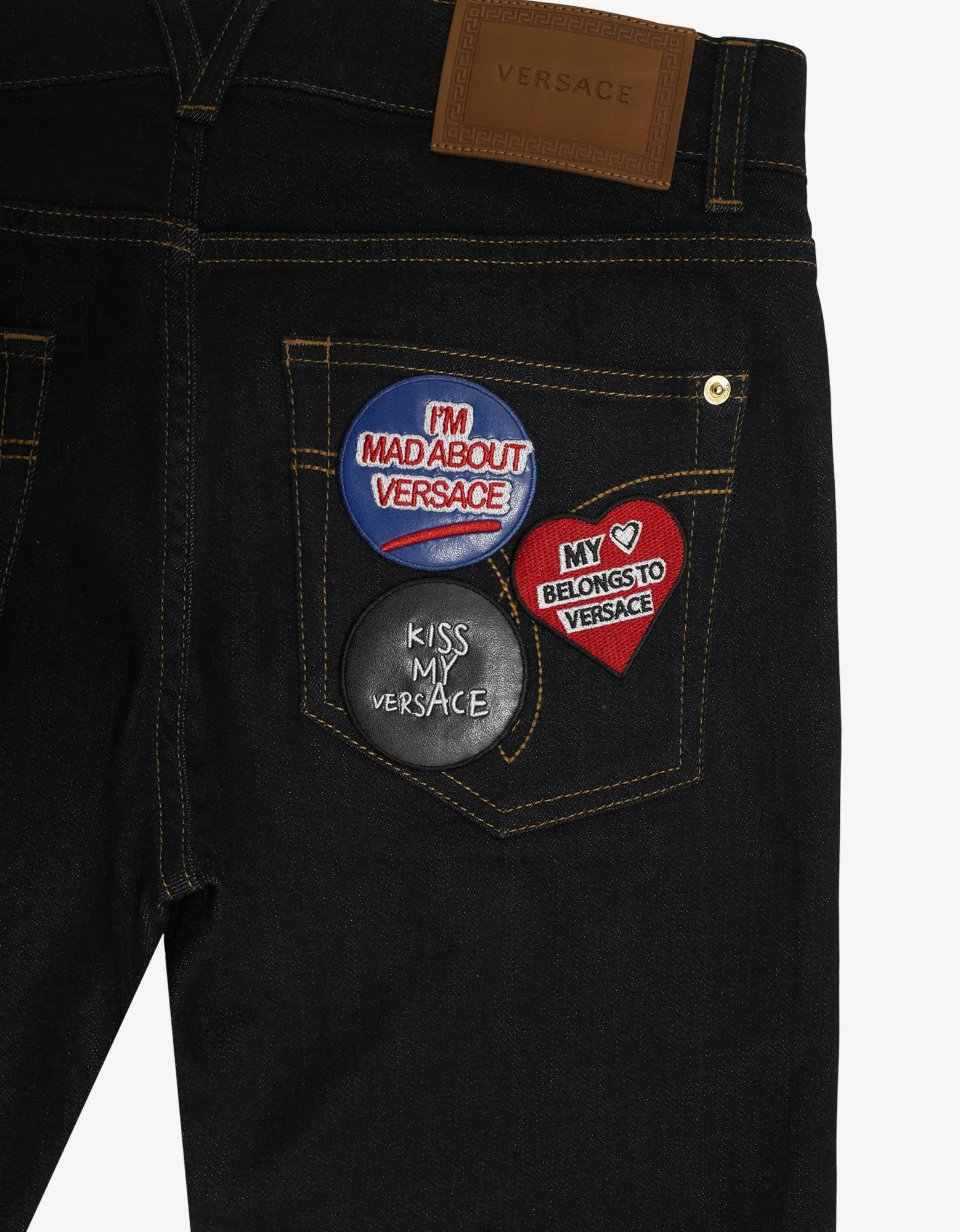 Dark Blue Slim Jeans with Badges