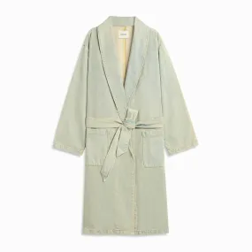 denim robe coat / blue stone wash