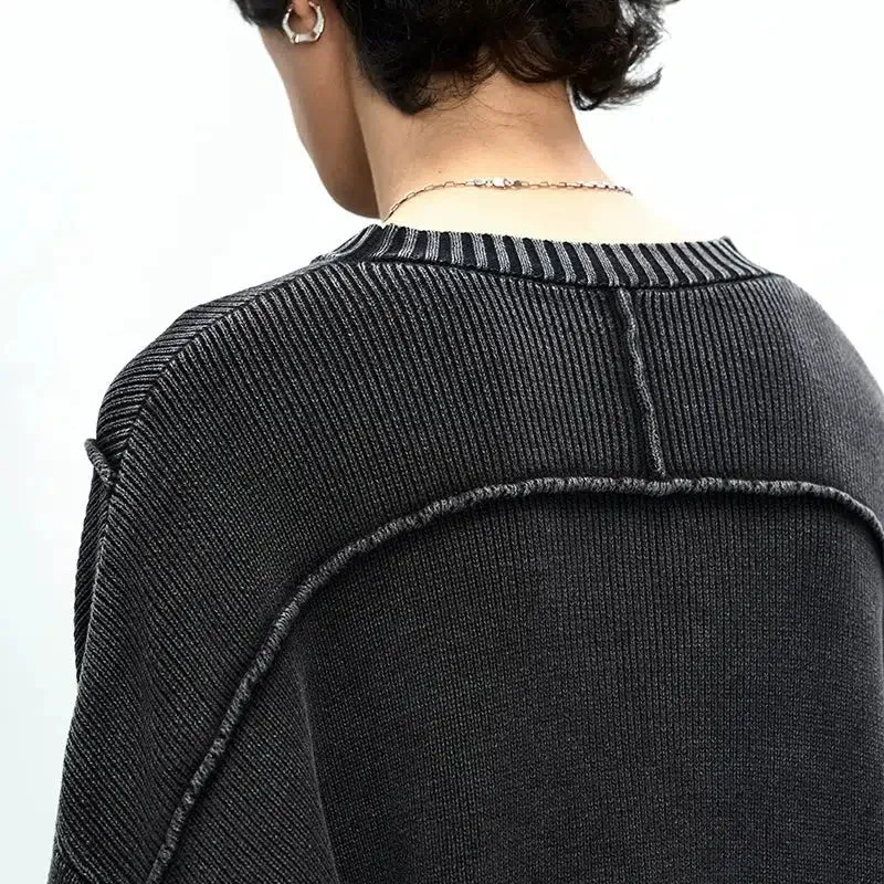 Embossed Lines Ribbed Sweater