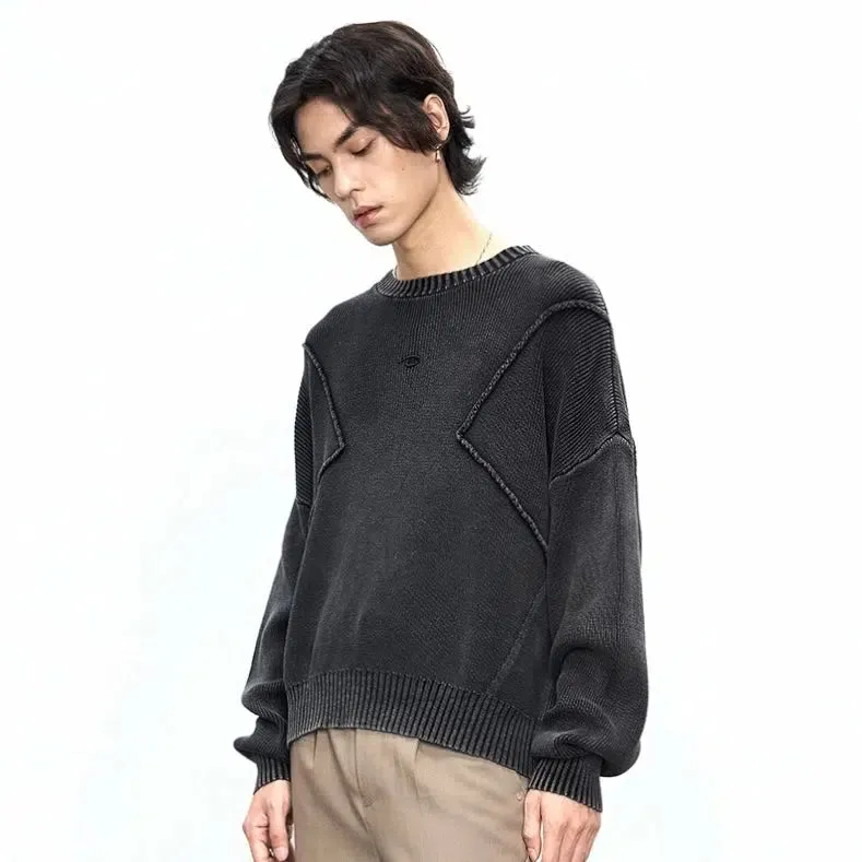 Embossed Lines Ribbed Sweater