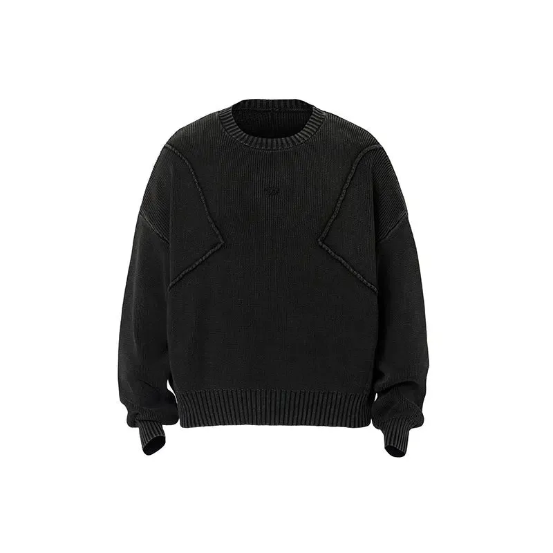 Embossed Lines Ribbed Sweater