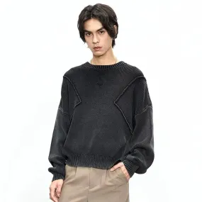 Embossed Lines Ribbed Sweater