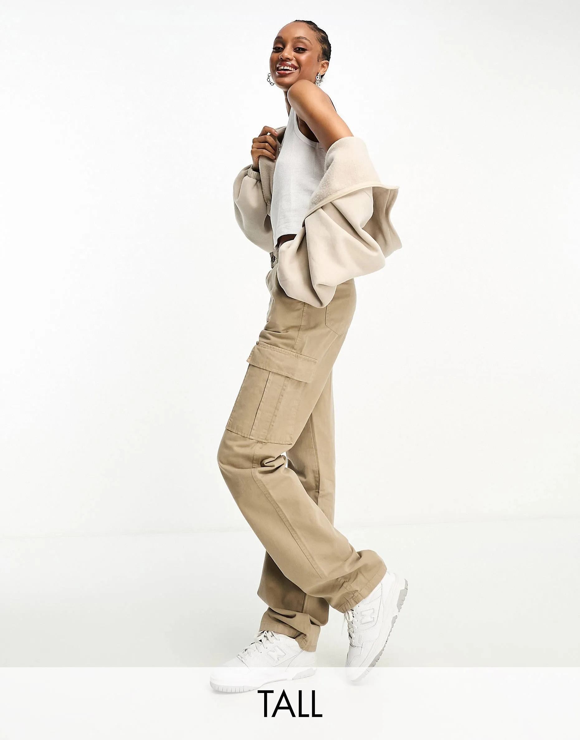 Female Beige Cargo Trousers (6 pockets)