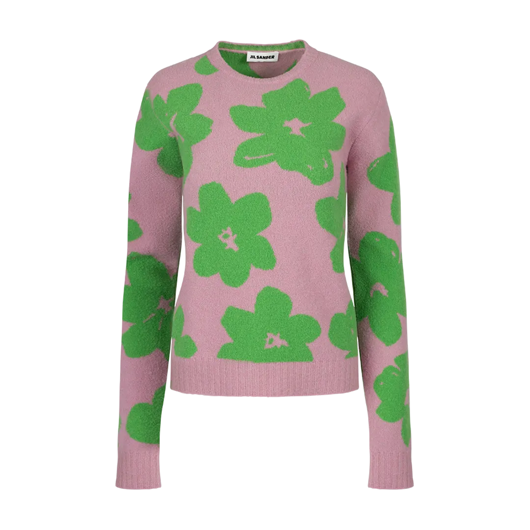 Flower Neck Crewneck Sweater