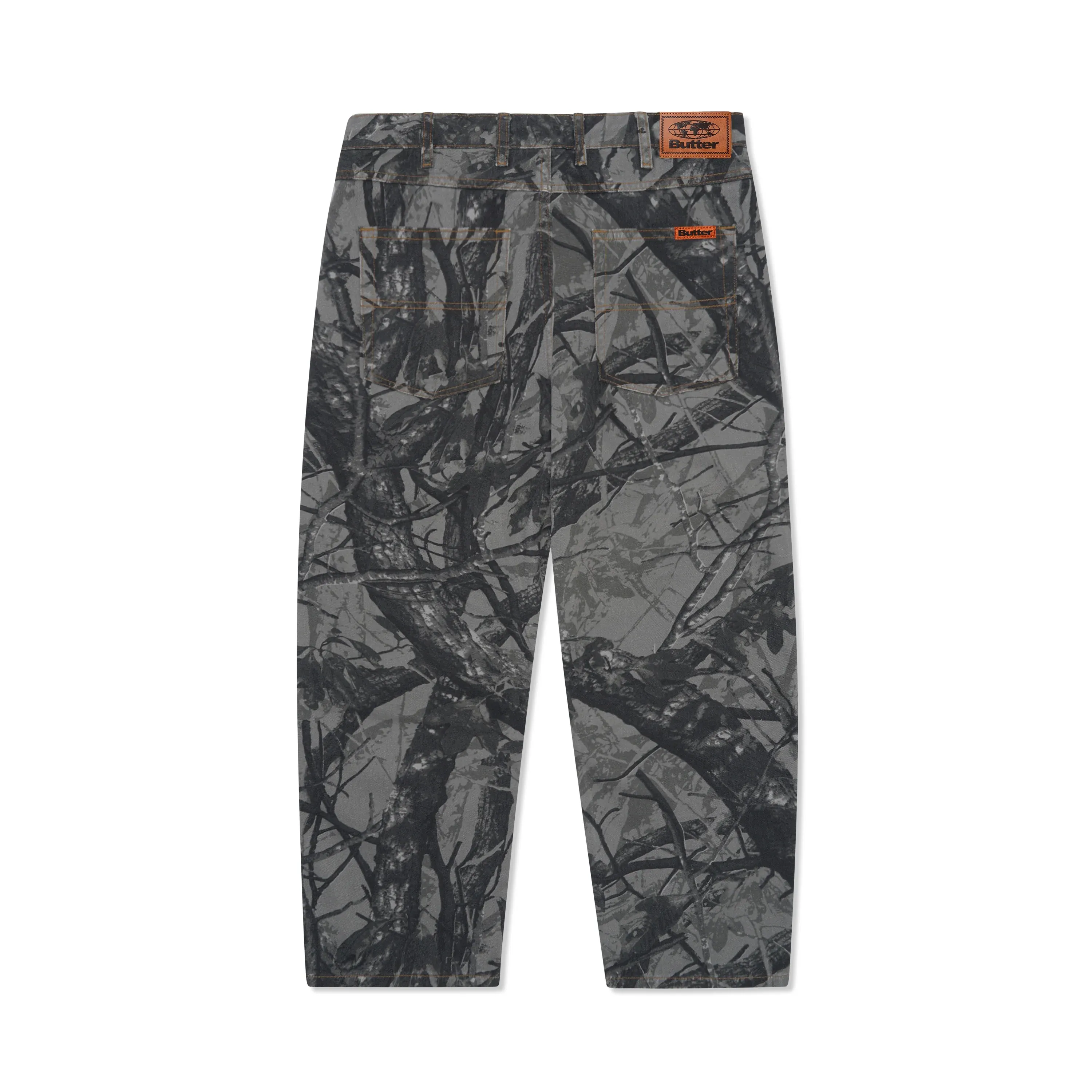 Black Foliage Camo Patterned Denim Jeans