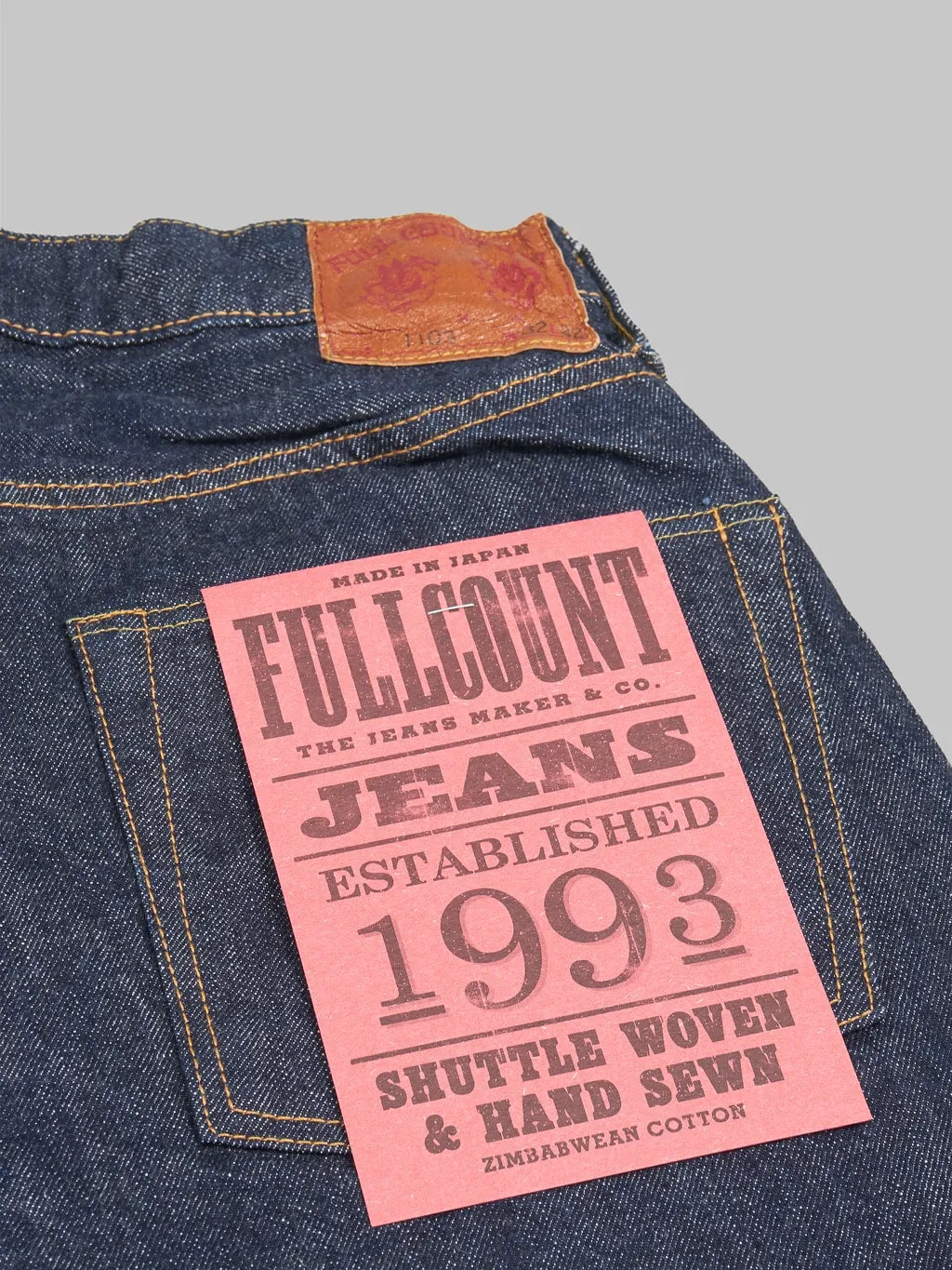 Fullcount Straight Cut Jeans 1103W, Clean Finish, Heavyweight 13.7oz Denim